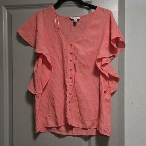 Nine West Coral Button-Front Blouse